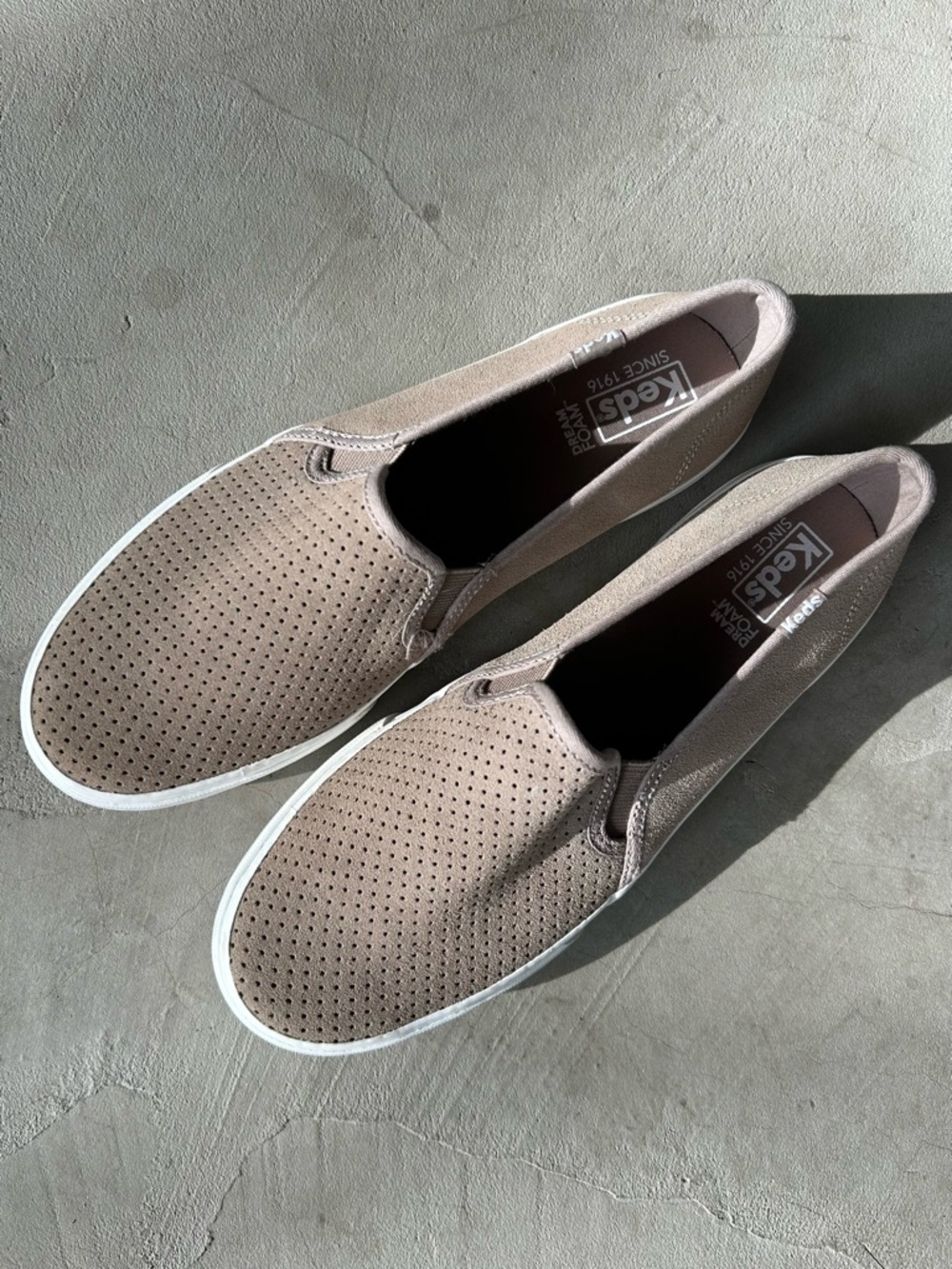 Keds Slip-On Sneakers Taupe with White Soles